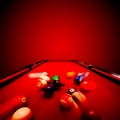 Billards pool game. Breaking the color ball Royalty Free Stock Photo