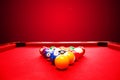Billards pool game. Color balls in triangle Royalty Free Stock Photo