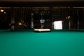 Billards pool game. Green cloth table with white balls Royalty Free Stock Photo