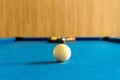 Billards pool game. White ball on spot with set colours ball in background. Royalty Free Stock Photo