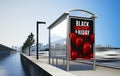 billboard advertising black friday on bus stop Royalty Free Stock Photo