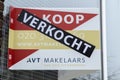 Billboard AVT Makelaars Sold House At Diemen The Netherlands 6-12-2021 Royalty Free Stock Photo