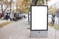 Billboard, banner, empty, white at a bus stop Royalty Free Stock Photo