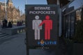 Billboard Be Aware Of Pickpockets At Amsterdam The Netherlands 2019 Royalty Free Stock Photo