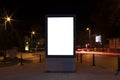 Billboard blank mockup and template empty frame for logo or text on exterior street advertising poster screen city background, Royalty Free Stock Photo