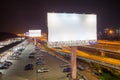 billboard blank for outdoor advertising poster or blank billboard at night time for advertisement. street light