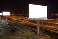 billboard blank for outdoor advertising poster or blank billboard at night time for advertisement. street light