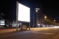 billboard blank for outdoor advertising poster or blank billboard at night time for advertisement. street light Royalty Free Stock Photo