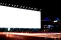 Billboard blank for outdoor advertising poster at night time with street light line for advertisement street city night light conc Royalty Free Stock Photo