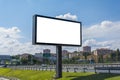 Billboard canvas mockup in city and blue sky background. Beautiful weather Royalty Free Stock Photo