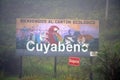 Billboard at the entrance to the Cuyabeno canton