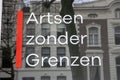 Billboard On Glass Of Artsen Zonder Grenzen At Amsterdam The Netherlands 2020 Royalty Free Stock Photo