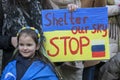 Billboard And Little Girl At The PAX Demonstration Against The War In Ukraine At Amsterdam The Netherlands 6-3-2022