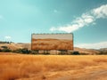 A billboard in the middle of a field. Generative AI image. Royalty Free Stock Photo