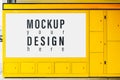 Billboard mockup for advertising on the yellow lockbox. Blank mock up of street poster billboard for your text message or Royalty Free Stock Photo