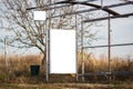 Billboard mockup on bus stop in village Royalty Free Stock Photo