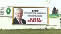 Olomouc, Czech Republic, January 18, 2018: Billboard in support of the candidacy of Milos Zeman in direct election to