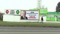 OLOMOUC, CZECH REPUBLIC, JANUARY 18, 2018: Billboard in support of the candidacy of Milos Zeman in direct election to