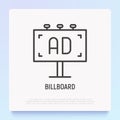 Billboard thin line icon: outdoor advertising. Modern vector illustration Royalty Free Stock Photo