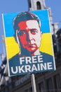 Billboard Volodymyr Zelensky At The PAX Demonstration Against The War In Ukraine At Amsterdam The Netherlands 6-3-2022