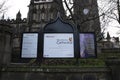 Billboard Welcome To The Cathedral At Manchester England 7-12-2019architecture, blue, bradford, building, cathedral, city, close