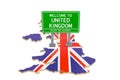 Billboard Welcome to Great Britain on British map, 3D rendering Royalty Free Stock Photo