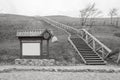 Billboard and wooden stairs