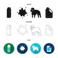 Billet pack, sheep.blue, canister.Moloko set collection icons in black,flat,outline style vector symbol stock