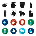 Billet pack, sheep.blue, canister.Moloko set collection icons in black,flet style vector symbol stock illustration web.