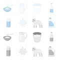 Billet pack, sheep.blue, canister.Moloko set collection icons in cartoon,monochrome style vector symbol stock