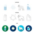 Billet pack, sheep.blue, canister.Moloko set collection icons in cartoon,outline,flat style vector symbol stock