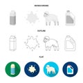 Billet pack, sheep.blue, canister.Moloko set collection icons in flat,outline,monochrome style vector symbol stock