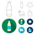 Billet pack, sheep.blue, canister.Moloko set collection icons in outline,flat style vector symbol stock illustration web