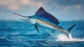 Billfish - a marlin or sailfish leaping Royalty Free Stock Photo