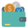 Billfold wallet, card holder Color Isolated Vector icon which can be easily modified