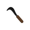 billhook flat design vector illustration isolated color vector on white background. This cutting tool is used to slice string, cut