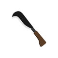 billhook flat design vector illustration isolated color vector on white background. This cutting tool is used to slice string, cut