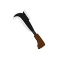billhook flat design vector illustration isolated color vector on white background. This cutting tool is used to slice string, cut