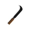 billhook flat design vector illustration isolated color vector on white background. This cutting tool is used to slice string, cut