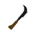 billhook flat design vector illustration isolated color vector on white background. This cutting tool is used to slice string, cut