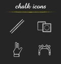 Billiard accessories chalk icons set