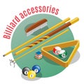 Billiard Acessories Isometric Background