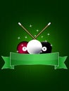 Billiard background with balls, stars and green labels