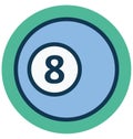 Billiard ball, number eight Isolated Vector Icon that can easily Modify or edit Royalty Free Stock Photo