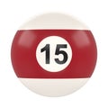 Billiard ball number fifteen in brown and white color, isolated on white background Royalty Free Stock Photo