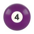 Billiard ball number four purple color isolated on white background