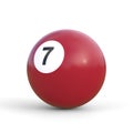 Billiard ball number seven brown color isolated on white background Royalty Free Stock Photo