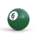Billiard ball number six green color isolated on white background Royalty Free Stock Photo
