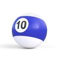 Billiard ball number ten in blue and white color, isolated on white background Royalty Free Stock Photo