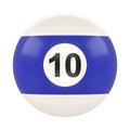 Billiard ball number ten in blue and white color, isolated on white background Royalty Free Stock Photo